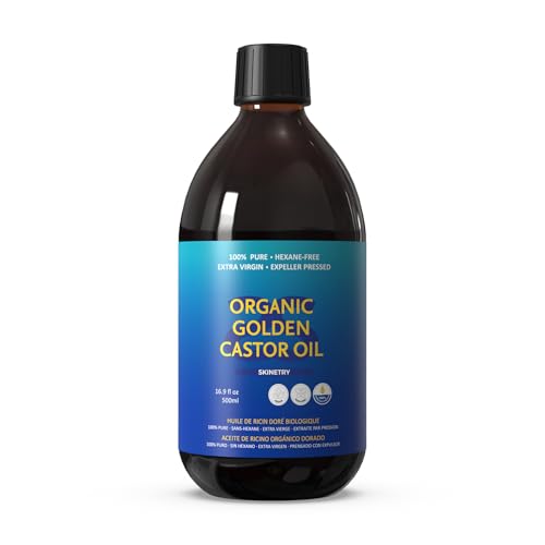 Organic Golden Castor Oil - 100% Pure for Hair, Skin, Nails, Brows & Lashes Deep Hydration & Smoothing Promotes Hair & Brow Growth Makeup Clean- Hexane-Free - USDA Certified [16.9oz (500ml)]