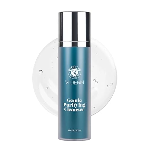 VI DERM Gentle Purifying Cleanser ? Hydrating Water-Based Face Wash for Women & Men ? Gentle Moisturizing Facial Cleanser with Aloe Vera, Vitamin E & Willow Bark Extract ? Fragrance Free, 4 Fl Oz