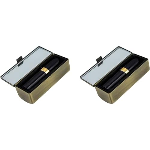 Stephanie Imports Set of 2 Rectangular Vintage Lipstick Cases With Glass Mirror (Leopard Print)