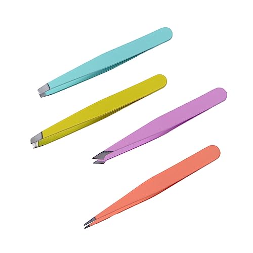 Leadigol 4 Pcs Eyebrow Tweezer, Stainless Steel Eyebrow Tweezer Set Hair Pluckers Clip Eyelash Extensions Tweezers Eyebrow Pinch Makeup Tools for Women Girl