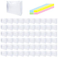 60 Pcs Mini Clear Makeup Bag 9.8 x 7.1 x 2.6 Inch Toiletry Organizer Pouches with 60 Labels Small PVC Waterproof Cosmetic Bags Transparent Zipper Bag for Organizing Women Men Travel Vacation Supplies