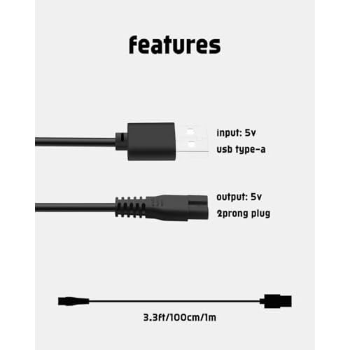 uijino Hair Clippers for Men Charger Compatible with Limural Clipper Charging Cord for Limural PRO Professional Hair Clippers and Trimmer Kit for Men K11S K11G, 3.3ft Power Cord