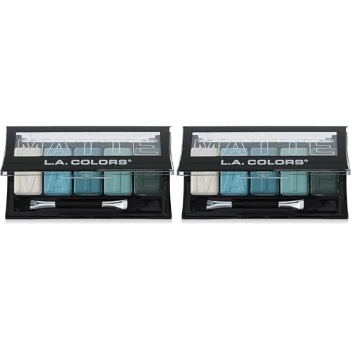 L.A. COLORS 5 Color Matte Eyeshadow Palette, Teal Argyle CEM477 (Pack of 2)
