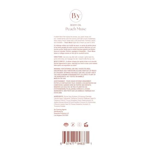 Peach Muse Hydrating Body Oil 7fl oz, Oil moisturizer for dry skin, Natural, With Argan Oil, Body Serum, After shower oil, Vegan, Nourishing, Clean Beauty, Paraben+Silicone free, Vitamin E