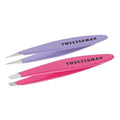 Tweezerman Mini Slant and Point Tip Tweezer - Tweezers Set for Eyebrows, Travel Tweezers for Eyebrows, Facial Hair
