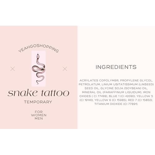 Fashion Realistic Big Size Black Snake Temporary Tattoo Stickers for Women Men Waterproof Fake Tattoo Waist Body Forearm Arm (Pack of 4)