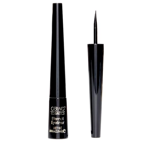 Gerard Cosmetics Eternal Eyeliner, Ultra Black Liquid Eyeliner with Fine Precision Tip Applicator, Extended Long Wear, Cruelty Free, Waterproof Smudge Proof Eyeliner