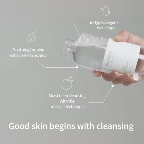 mixsoon Centella Cleansing Water 10.14 fl oz / 300ml Face Cleanser for Sensitive Skin Centella Asiatica Aloe Vera Korean Glass Skin Care