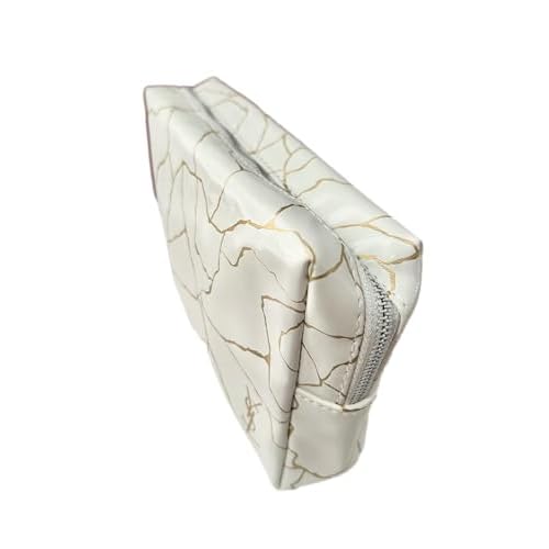 Yves Saint Laurent YSL Cosmetic White Gold Marble Zip Pouch Makeup Bag YSL Fragrance Bag (5.5L X 5H X 2W) - SMALL