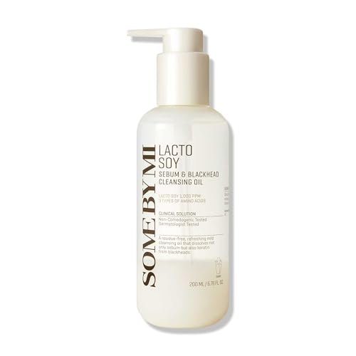 SOME BY MI Lacto Soy Sebum & Blackhead Cleansing Oil ? 6.76oz, 200ml ? Korean Vegan Makeup-Removing Oil Cleanser with Soybean Extract & Serine ? Deep Cleansing for Blackheads & Pore ? Korean Skin Care