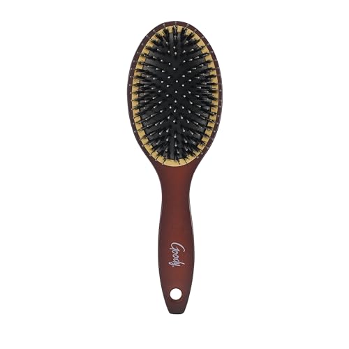 Goody Ceramic Hair Brush, Oval Cushion - Natural Boar and Nylon Bristle Mix to Enhance Shine & Smooth Hair, Fights Frizz and Static - Premium Wood Design is Pain-Free for All Hair Types