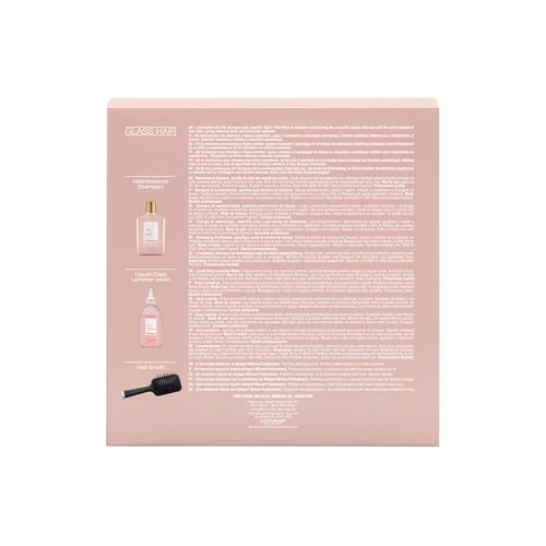 Alfaparf Milano Keratin Therapy Lisse Design Glass Lamination Hair Set - Keratin Shampoo and Liquid Glass Lamellar Water - Instant Lamination at Home - Adds Shine and Softness