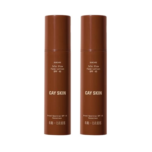 Cay Skin Isle Glow Face Moisturizer SPF 45 ? Illuminating Moisturizer, Broad Spectrum Sunscreen + Makeup Primer ? Lightweight, Pearlescent Formula with Radiant Finish for All Skin Types ? 2-Pk, 1.5 oz