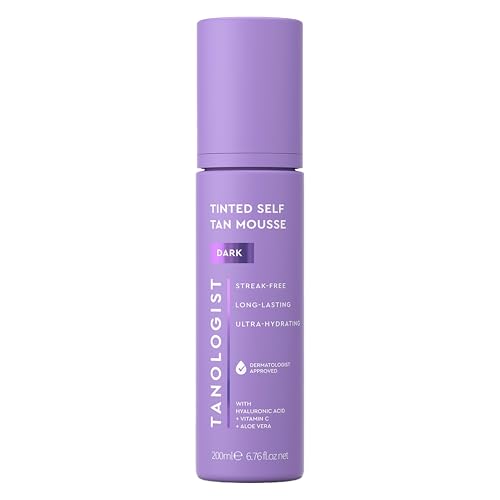 Tanologist Dark Self Tan Mousse, Tinted Self-Tanning Mousse, Streak-Free, Natural Glow, No Fake Tan Smell Or Orange Tone, Long Lasting, Clean Ingredients, Vegan, 6.76 fl. oz/200 ml Bottle