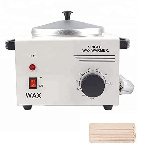Single Pot Wax Warmer Professional Electric Wax Heater Machine Facial Skin SPA Equipment with Adjustable Temperature Set with Wood Craft Sticks£¨50 Pcs£©