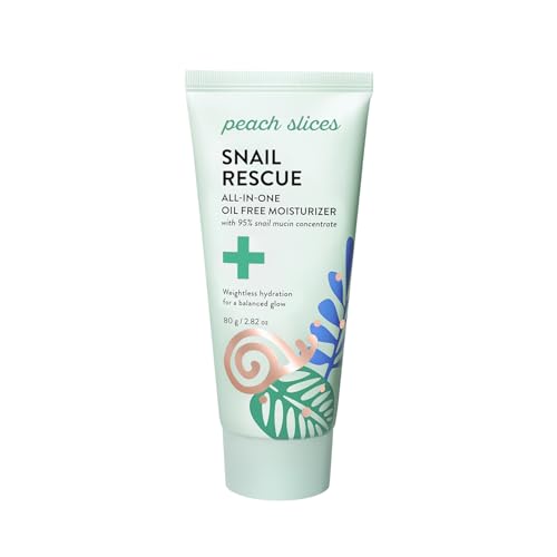 Peach Slices - Snail Rescue All-in-One Oil Free Moisturizer (2.82 oz) - 95% Snail Mucin Concentrate - Weightless - Birch Juice, Hyaluronic Acid & Cica - Vegan, Cruelty Free, Korean Skin Care & Beauty