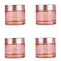4 Packs 2 Oz/60ml Empty Jars Pink Glass Cosmetic Jar Pot Bottles with Rose Gold Lids Refillable Cosmetic Container Eye Cream Jar Pot Vials for Makeup Lotion Face Eyeshadow Lip Balms