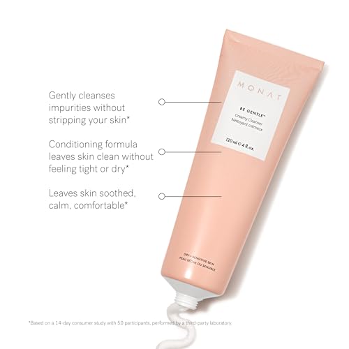 MONAT Be Gentle Creamy Cleanser -Gentle Facial Cleanser Cleanses Impurities w/out Stripping the Skin. Creamy Face Wash Gentle Cleanser. Face Moisturizer Hydrating Cleanser -Net Wt. 120 ml / 4.0 fl. oz