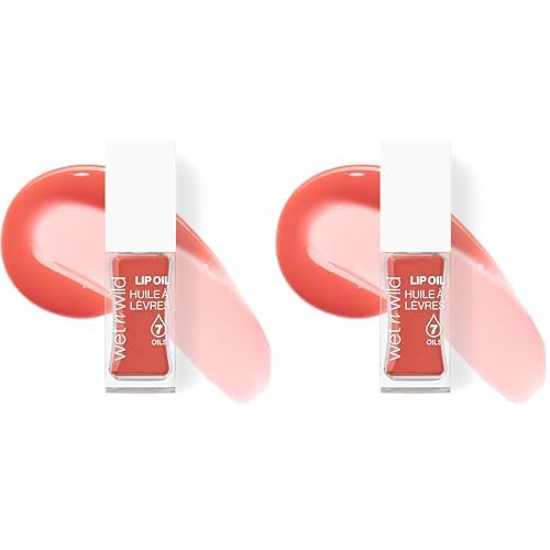 wet n wild Lip Oil - Lightweight, Non-Sticky, Hydrating & Nourishing Formula with Marula & Jojoba Oils, Vegan & Cruelty-Free - Cedar Rose (Pack of 2)