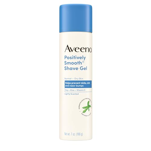 Aveeno Positively Smooth Moisturizing Shave Gel with Soy, Aloe & Vitamin E helps Prevent Nicks, Cuts & Razor Bumps, Creamy Shave Gel for a Close, Smooth Shave, Lightly Fragranced, 7 oz, 6 Pack