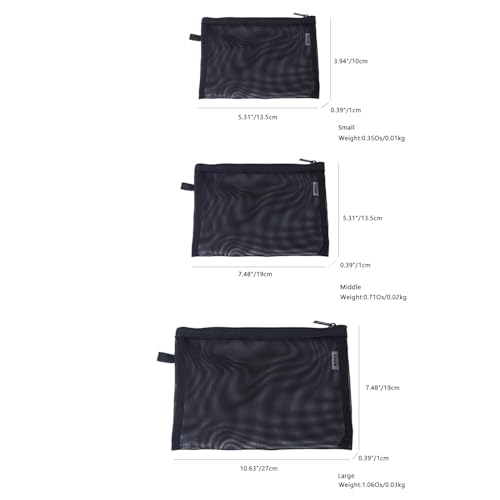 Mesh Cosmetic Bag 3 Size Makeup Bag Set Nylon Waterproof Organizing Bags Purse Organizer Pouches Travel Bags with Zipper (2,Medium)