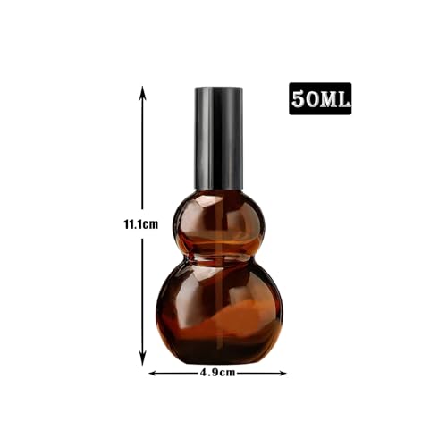 8 Pack 1.7oz/50ml Spray Bottles, Amber Glass Bottles with Fine Mist Sprayers, Small Spray Bottle-Double Gourd Shaped,for Perfume Travel Containers (Amber, 1.7oz/50ml)