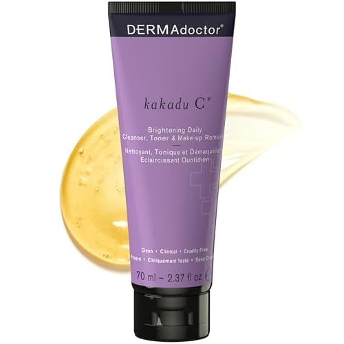 DERMAdoctor Vitamin C Face Wash ? Daily 3-in-1 Vitamin C Cleanser & Makeup Remover Face Wash That Tones, Clears Pores, Lifts Oil, and Removes Sunscreen & Pollutants with Potent Kakadu Plum ? 2.37 oz