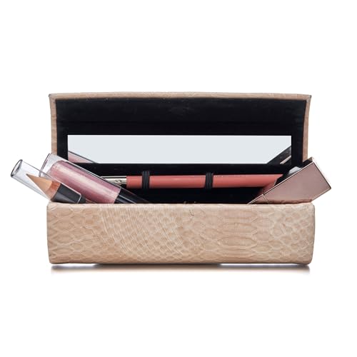Lipstick Case with Mirror for Purse, Portable Makeup Case Organizer for Lipsticks, Lip Liners, Lip Gloss, & Touch-up Essentials for Effortless Makeup Refreshes, Bamboo Gift Box