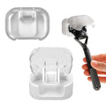 2 Pack Wall Mounted Razor Holder with Cover, Self Adhesive Razor Stand Shaver Organizer for Bathroom, Auto Closing Dust Cover Plastic Razor Organizer for Bathroom