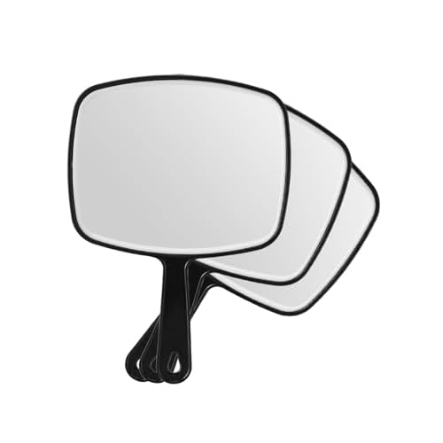 OMIRO Hand Mirror, Black Handheld Mirror with Handle, 6.6" W x 9.2" L, Pack of 3