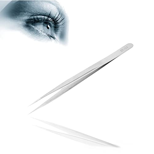 5.51" Stainless Steel Pointed Straight Tweezer, Professional Eyelash Extension Straight Tweezers for Nail Art Hair Eyebrow