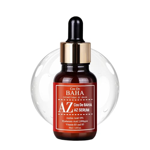 Cos De BAHA Premium Azelaic Acid 10% Serum 1 Fl Oz ? Niacinamide & Panthenol Face Serum for Blemish-Prone, Redness-Prone & Oily Skin ? Lightweight Aloe-Based Korean Skincare (30 ml)