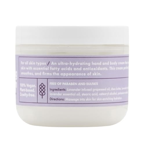 100% All Natural Moisturizing Body Cream | Grapeseed Oil, Shea Butter & Lavender | Softens, Firms & Smooths Skin | Vegan, Non-GMO | Made in the USA | 4 oz
