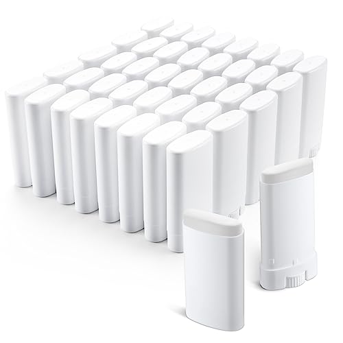 Wesiti 100 Pcs Plastic Empty Deodorant Containers 1/2 oz Travel Deodorant 15ml Refillable Containers Tubes Oval Lip Balm Tubes for Lip Balm DIY, White