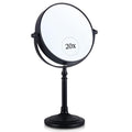 20X Magnified Makeup Mirror with Stand - Double Sided 20x and 1x Cosmetic Mirror for Make Up Desk, Dressing Table, Bathroom Countertop - 6" Wide & 12" Tall (Black)