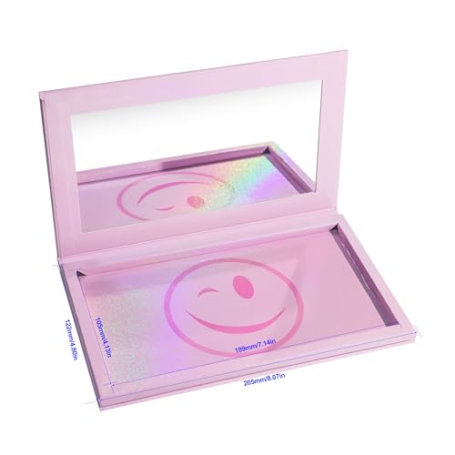 Pink Empty Magnetic Palette With Mirror, Cute Empty Makeup Palette for Highlighters Lipstick Blush Powder Eyeshadows