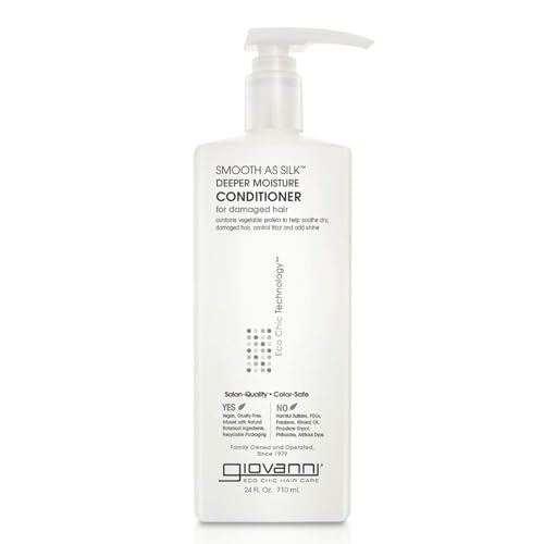GIOVANNI Smooth as Silk Conditioner Conditioner, Moisture Hair Conditioner for Women & Men, Moisturizing with Natural Ingredients for Damaged Hair, Sulfate Free - 24 Fl Oz (Pack of 1)