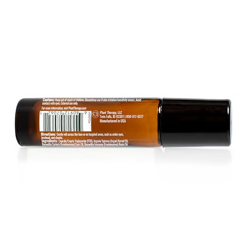Plant Therapy Frankincense & Argan Facial Serum Roll-On, 10 mL (1/3 oz), Made with Frankincense Essential Oil & Argan Oil, Smoothes Wrinkles & Improves Skin Elasticity, Anti-Aging for Face & Skin