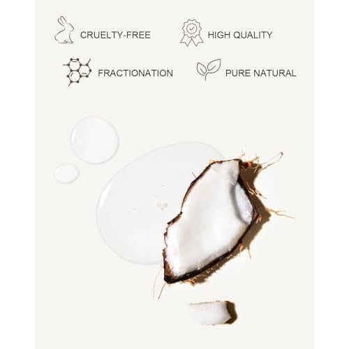 Fractionated Coconut Oil for Skin 16 Oz, 100% Pure & Natural Liquid Coconut Oil, Moisturizer for Hair, Face, Body, Carrier Oil for Essential Oils Mixing, Massage, Hexane Free, Unscented