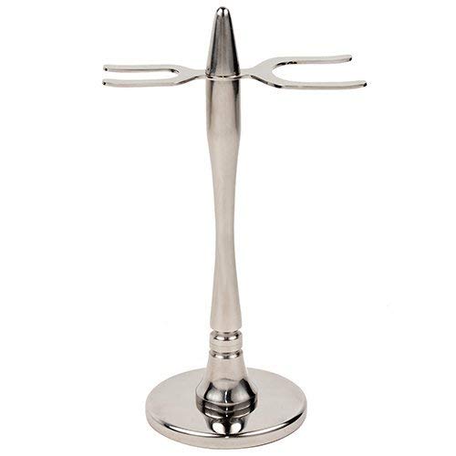 Taconic Rocket?Style Stainless Steel Safety Razor & Shaving Brush Stand ? Weighted Metal Stand for Wet Shaving Tools with 20?22?mm Knot Fit