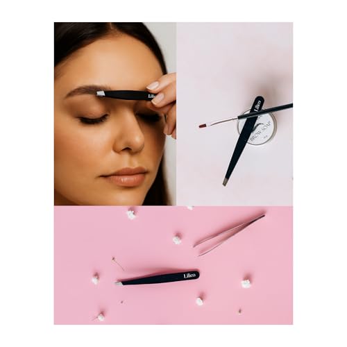 Lilico Tweezer Set, ? Stainless Steel Eyebrow Tweezers for Women & Men, Slanted & Pointed for brows and lash application