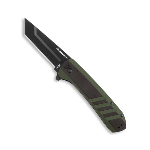OUTDOOR EDGE Razor VX4 ? 3" Replaceable Blade Folding Knife ? Black Tanto Blade ? Black G10 Over Green Handle ? Reversible Clip ? EDC, Outdoor & Survival