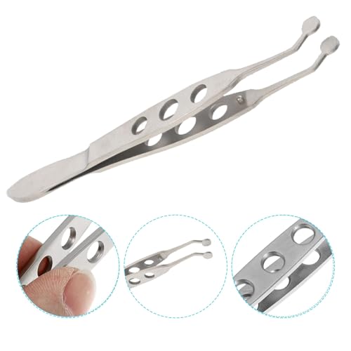 1 Pcs Round Tip Tweezers Meibomian Gland Expressor Eyelid Milia Removal Slant Tweezer, Made of Stainless Steel Perfect for Precise Hair Removal