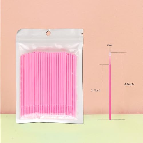 2100PCS Microswabs for Eyelash Extensions£¬Micro Applicators Brush for Cleaning and Applying Make-up Pink (Head Diameter: 2.0mm)