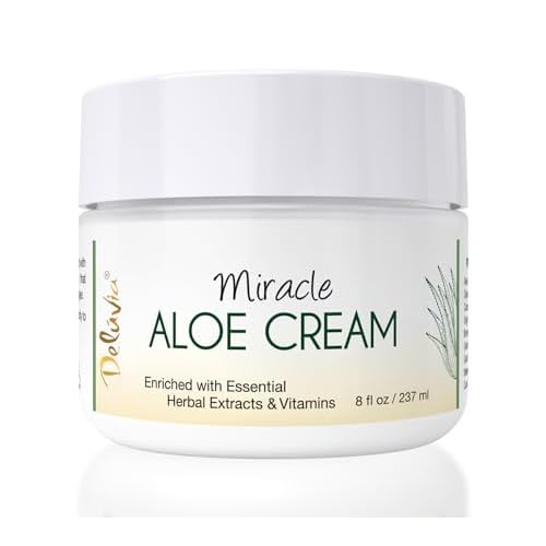 Deluvia Miracle Aloe Cream | Face & Body Moisturizer with Vitamin E & Organic Aloe Vera | Hydrating, Soothing for Dry Skin, Anti-Wrinkle, Acne Scars, Rosacea, Psoriasis, Eczema - 8 oz