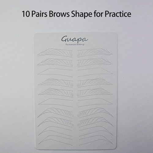 3 pcs White Microblading Hairstroke Practice Skin Hair strokes Pattern Pre-printed Silicone Practice Pad Combo Brow Practice Skin Permanent Makeup Eyebrow Tattoo Latex (White Skin-Hair Strokes)