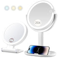 MIYADIVA Makeup Mirror with Lights, 20X Magnifying Mirror with Light and Touch Switch, Vanity Mirror with 3 Color Light