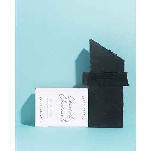 Earth Harbor | COCONUT CHARCOAL Purifying Facial Soap | 100% Botanical + Zero-Waste + No Synthetics | Activated Charcoal & Spirulina