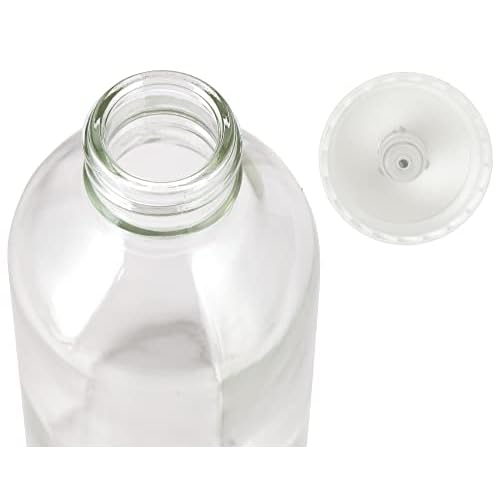 JUVITUS 4 oz / 120 ml Clear Glass Boston Round Bottle with White Treatment Pump BPA Free Refillable Empty Storage Containers (12 Pack)