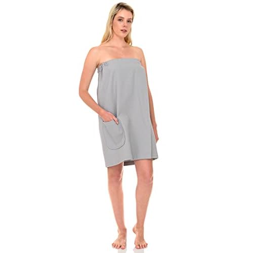 TowelSelections Womens Shower Wrap Adjustable Waffle Bath Wrap Spa Cover-up